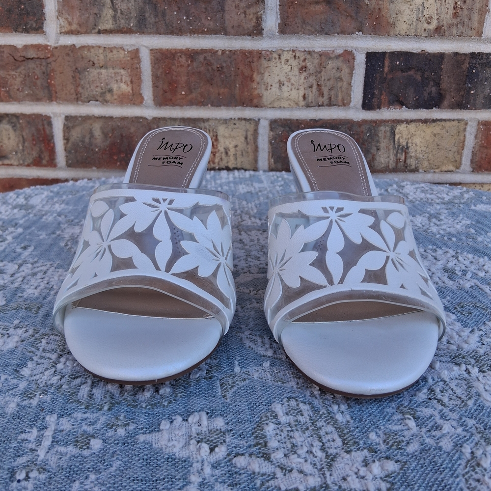Impo Memory Foam Floral Cutout Wedge Sandals SZ 6M Chic Classic Comfort Slides - Picture 2 of 16